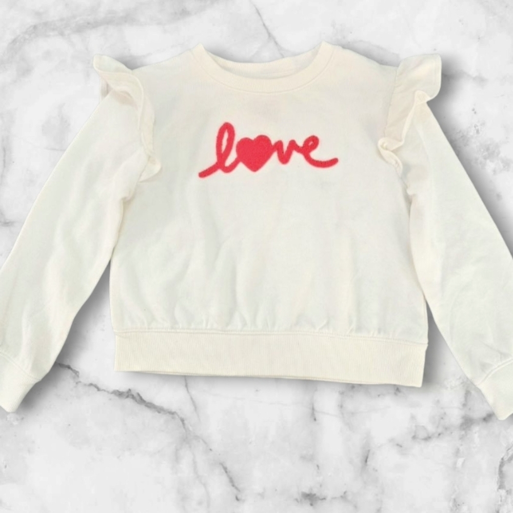 Cat & Jack Cream Shirt w Pink Love Design